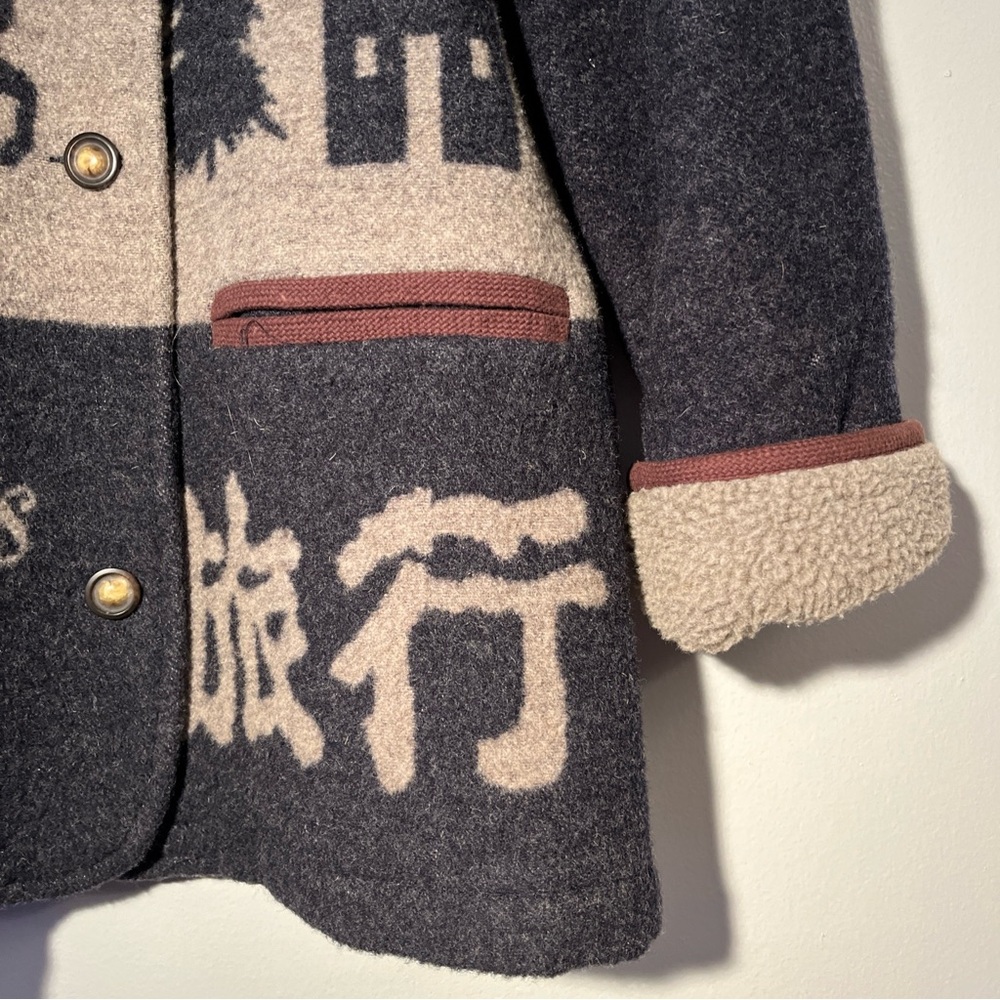 Vintage Rue Grenelle wool coat holiday winter Christmas grey cozy retro fleece S - Picture 4 of 13